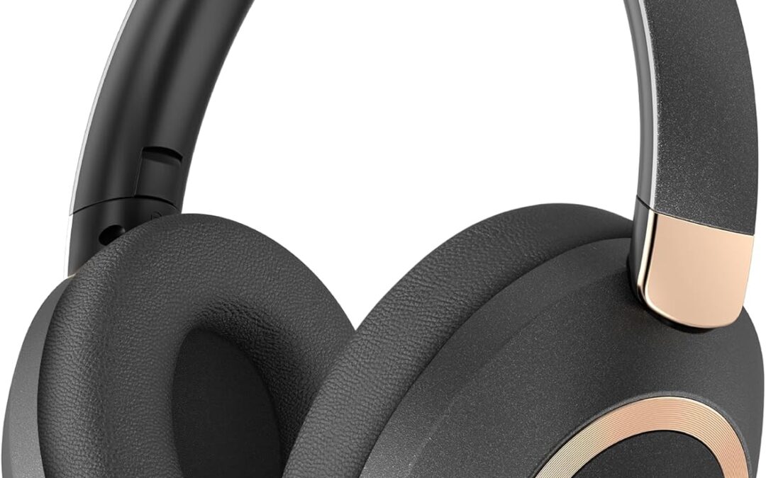 Rebocico Active Noise Cancelling Headphones, 100H Playtime Headphones Wireless Bluetooth, with Microphone, Over- Ear Deep Bass,Fast Charging for Travel,Office,Home